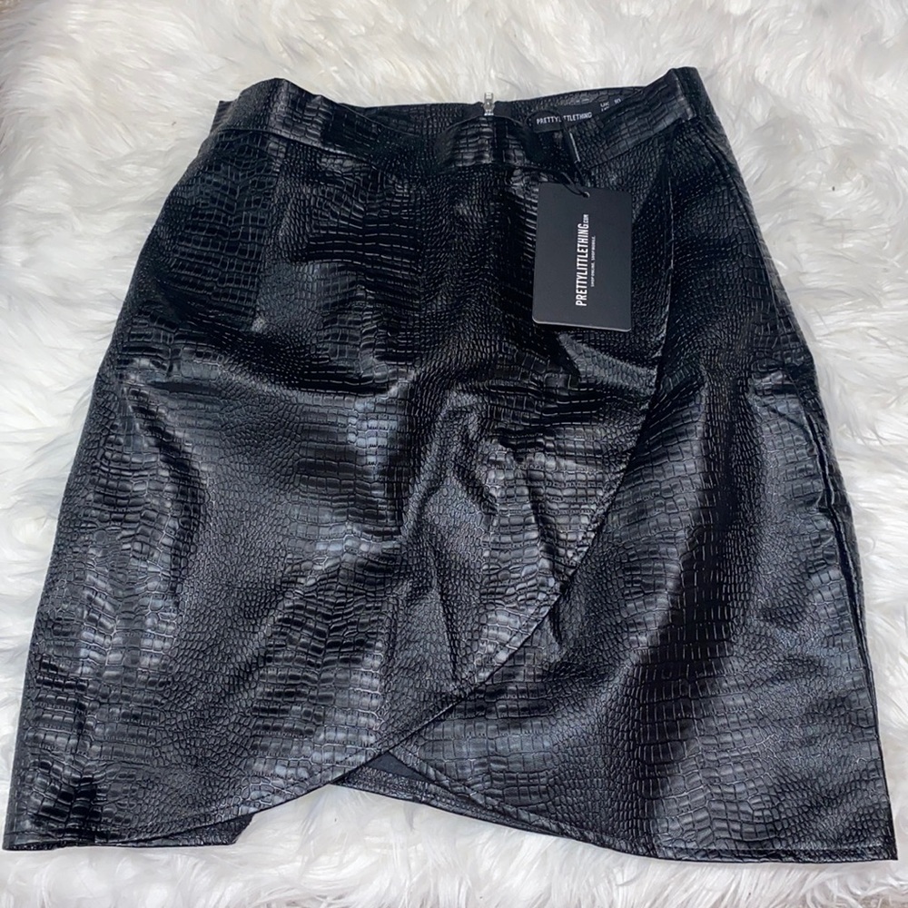 Pretty little things black snake skin skirt